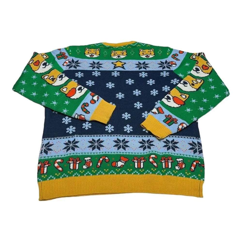 Shiba Inu Geeknet Ugly Holiday Sweater Multicolor Long Sleeves Crew Neck 2XL NWT